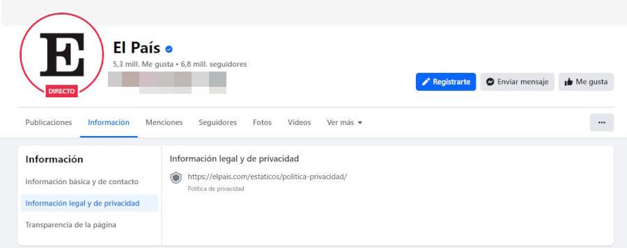 política de privacidad para facebook