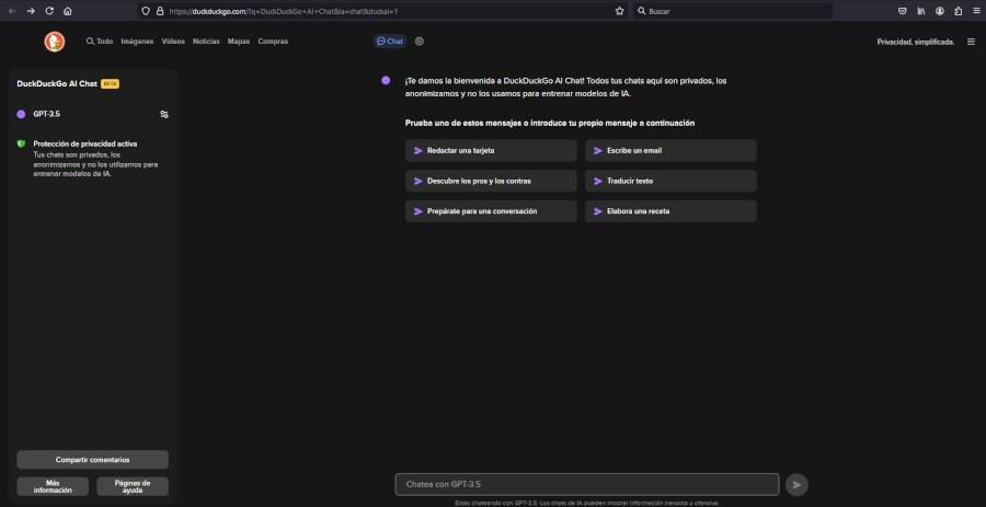 Usar DuckDuckGo chatbot