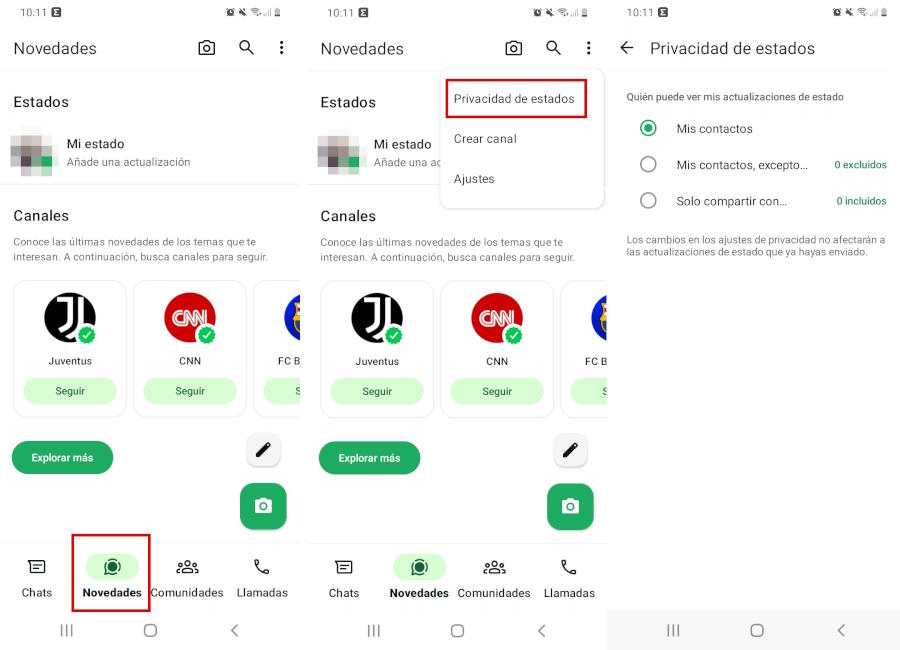 Cambiar privacidad de estados en whatsapp Cambiar privacidad de estados en whatsapp