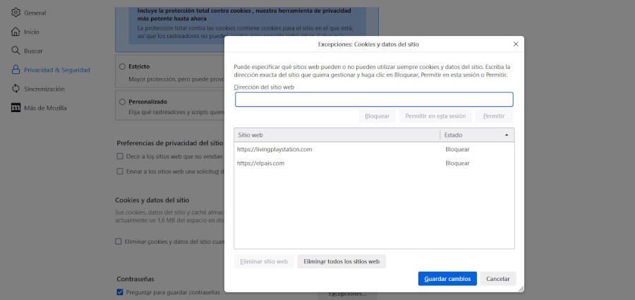 rechazar cookies automáticamente